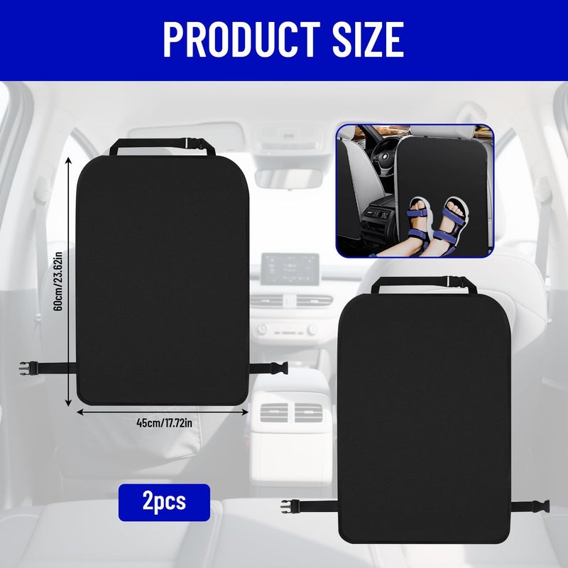 Azushwer 2 Pcs Kick Mats Back Seat Protector - Universal Waterproof Oxford Fabric Cover for Car Seats (Black) - Image 2