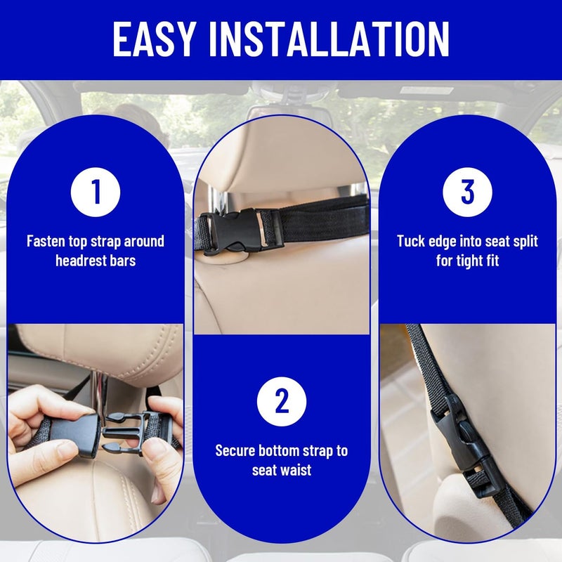 Azushwer 2 Pcs Kick Mats Back Seat Protector - Universal Waterproof Oxford Fabric Cover for Car Seats (Black) - Image 4