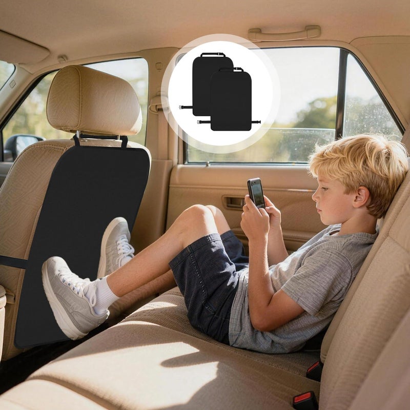 Azushwer 2 Pcs Kick Mats Back Seat Protector - Universal Waterproof Oxford Fabric Cover for Car Seats (Black) - Image 5