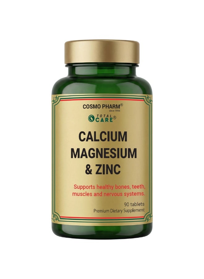Cosmo Pharm Calcium Magnesium & Zinc | Supports Strong Bones, Muscles & the Nervous System | 90 Tablets - Image 1