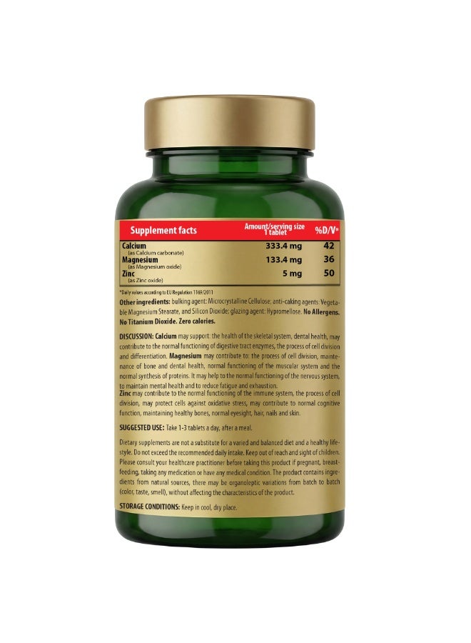 Cosmo Pharm Calcium Magnesium & Zinc | Supports Strong Bones, Muscles & the Nervous System | 90 Tablets - Image 2