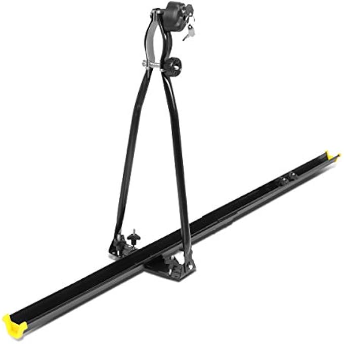 rayihni DNA Motoring XY-6010-BK Universal Heavy Duty Iron Car Roof Top Upright Bicycle Mount Rack w/Key & Lock - Image 1