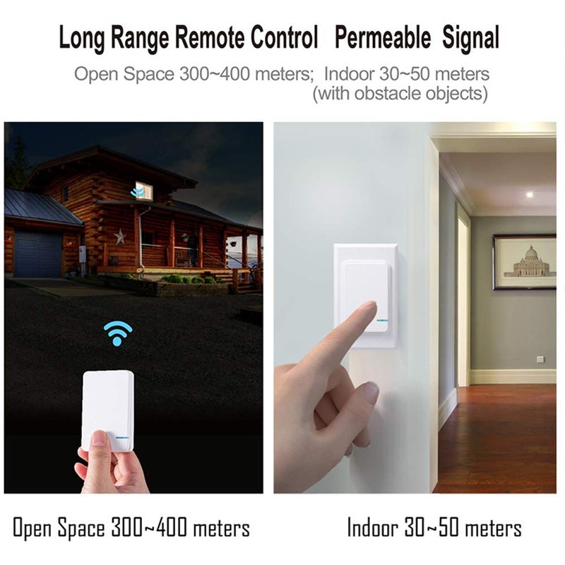 Thinkbee Wireless Light Switch and Receiver Kit, Mini Remote Control Switch with Wall Plate for Ceiling Lights, Lamps, Lighting Fixture, No Wiring No WiFi Needed, Outdoor 1969ft Indoor 328ft RF Range - Image 5