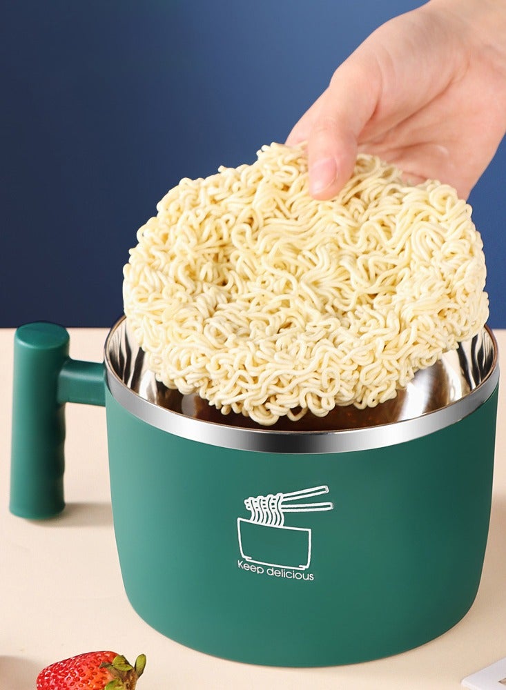 Instant noodle bowl, Stainless Steel Bowl With Lid For Instant Noodles Sealed And Portable Drain Bowl For Kitchen Utensils Instant Noodle Partner(Green) - Image 5