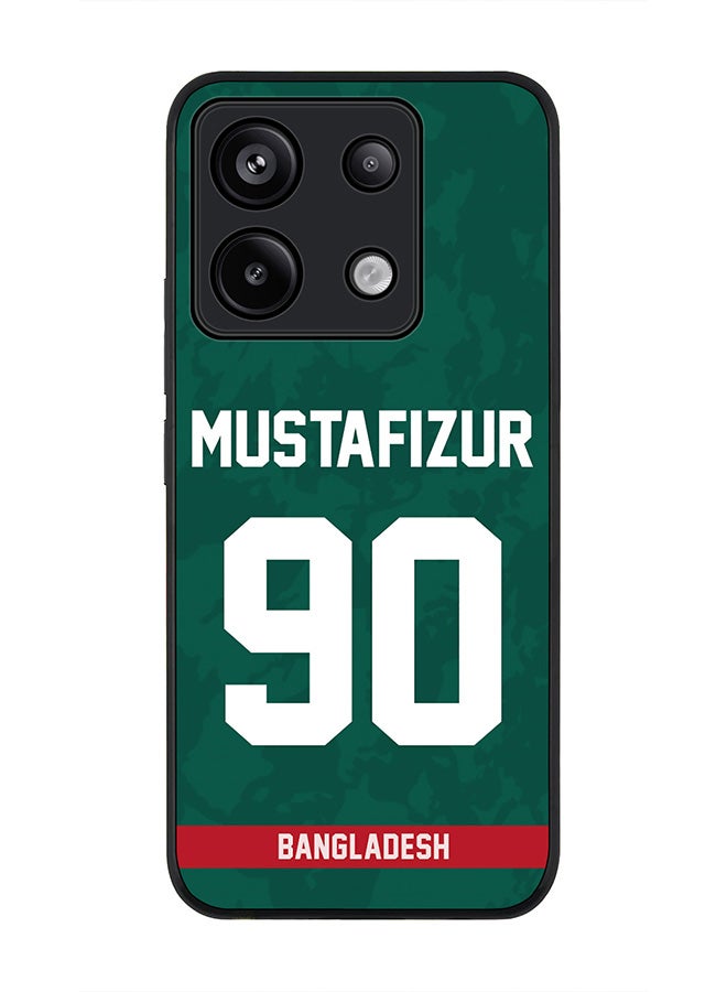 Stylizedd Rugged Black Edge Case for Xiaomi Redmi Note 13 Pro 5G, Slim fit Case Thin Cover -  Team Bangladesh Mustafizur Rahman, Jersey No 90 - Image 1