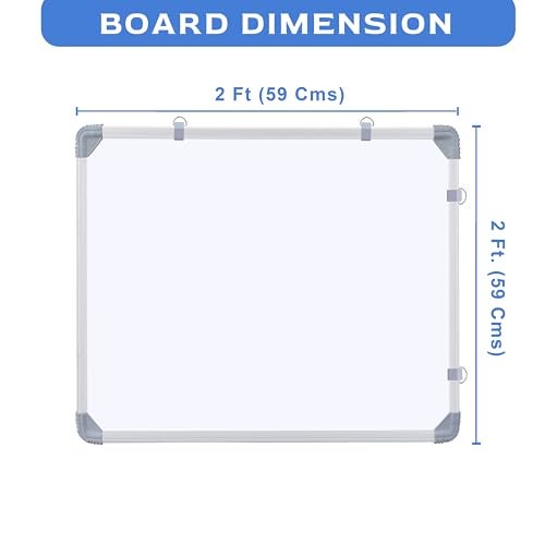 Eduway 2x2 Feet Kunj Non-Magnetic Double-Sided White Board and Chalkboard Combo with 1 Marker and 1 Duster | Ideal Use for Home, Office, with Sliding Hanging Clips, Robust Aluminum Frame (59x59 Cms) - Image 2
