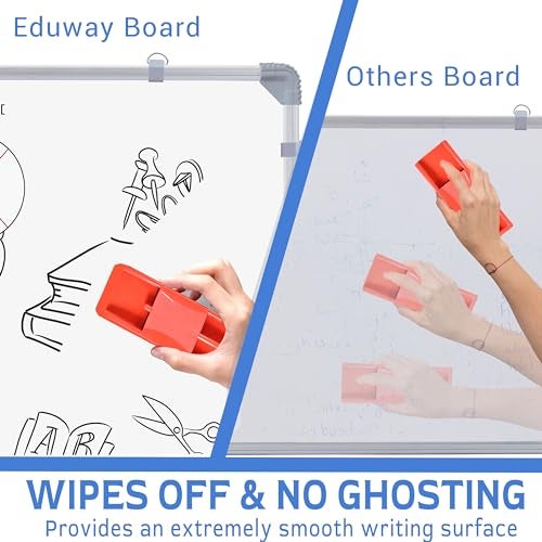 Eduway 2x2 Feet Kunj Non-Magnetic Double-Sided White Board and Chalkboard Combo with 1 Marker and 1 Duster | Ideal Use for Home, Office, with Sliding Hanging Clips, Robust Aluminum Frame (59x59 Cms) - Image 5