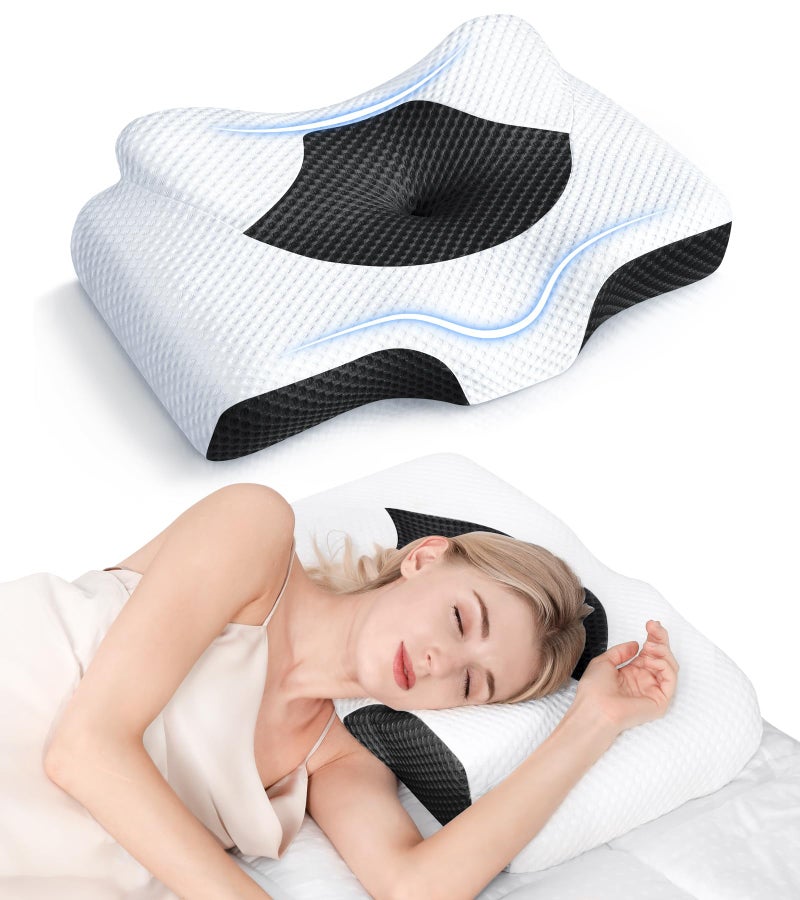 Osteo Cervical Pillow for Neck Pain Relief, Hollow Design Odorless Memory Foam Pillows with Cooling Case, Adjustable Orthopedic Bed Pillow for Sleeping, Support for Side Back Sleepers - Image 1