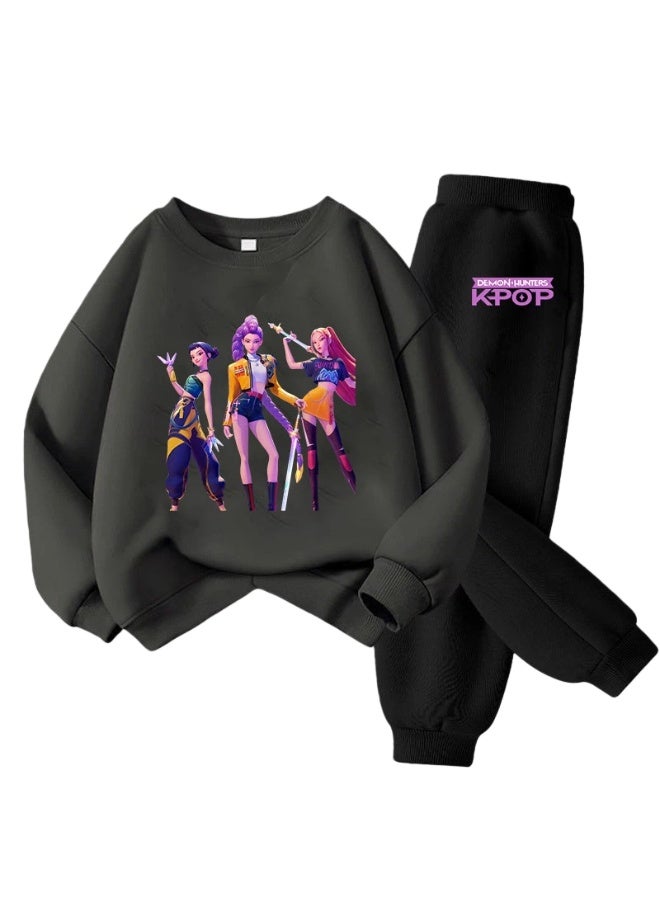 عام كبوب شيطان الصيادين الأطفال الفتيان والفتيات جولة الرقبة سترة الاتجاه طويلة الأكمام بنطلون دافئ قطعتين دعوى - Image 1