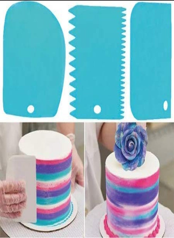 SQUICKLE 3 Pcs Plastic Dough Bench Scraper Cake Cutter, Chopper, Smoother Icing Fondant Cake Decorating Pastry Baking Tool- Multicolor (Color May Vary) - Image 5