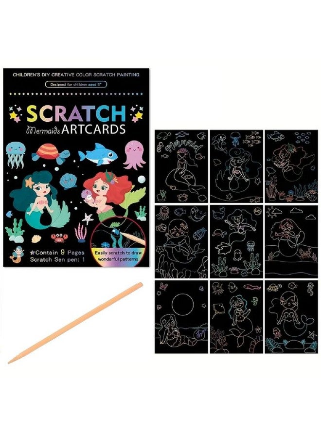 FunBlast Scratch Painting Art Cards - DIY Magic Colouring Art Scratch Cards, Scratch Art Painting Paper with Stylus for Drawing, Sketching, Art & Craft Kit for Kids (Mermaid) - Image 1