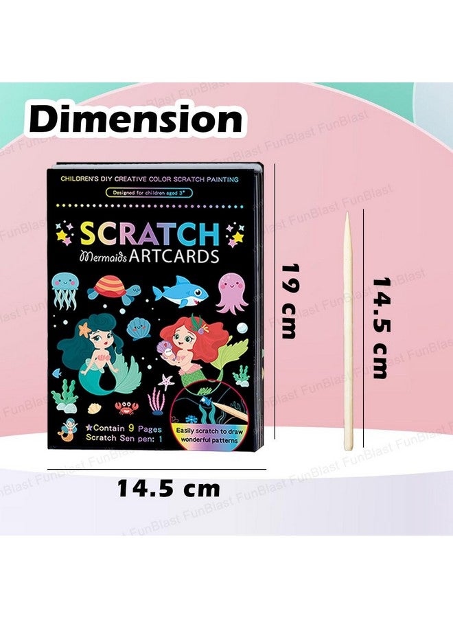 FunBlast Scratch Painting Art Cards - DIY Magic Colouring Art Scratch Cards, Scratch Art Painting Paper with Stylus for Drawing, Sketching, Art & Craft Kit for Kids (Mermaid) - Image 2