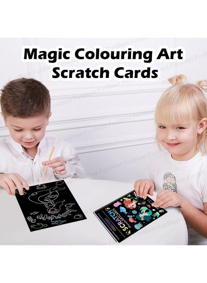 FunBlast Scratch Painting Art Cards - DIY Magic Colouring Art Scratch Cards, Scratch Art Painting Paper with Stylus for Drawing, Sketching, Art & Craft Kit for Kids (Mermaid) - Image 5