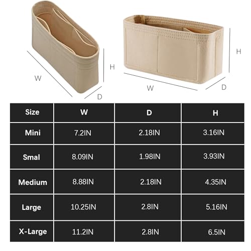 Lckaey Bag Organizer for Chanel bag Classic Flap cf jumbo bag Purse Insert - Handbag Felt Insert Y069Khaki-S - Image 3
