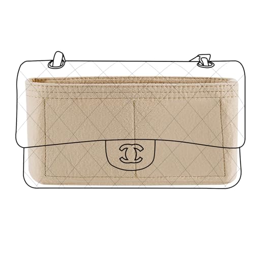 Lckaey Bag Organizer for Chanel bag Classic Flap cf jumbo bag Purse Insert - Handbag Felt Insert Y069Khaki-S - Image 5