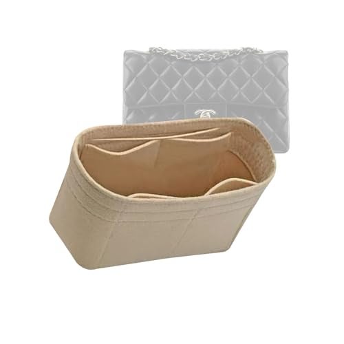 Lckaey Bag Organizer for Chanel bag Classic Flap cf jumbo bag Purse Insert - Handbag Felt Insert Y069Khaki-S - Image 2