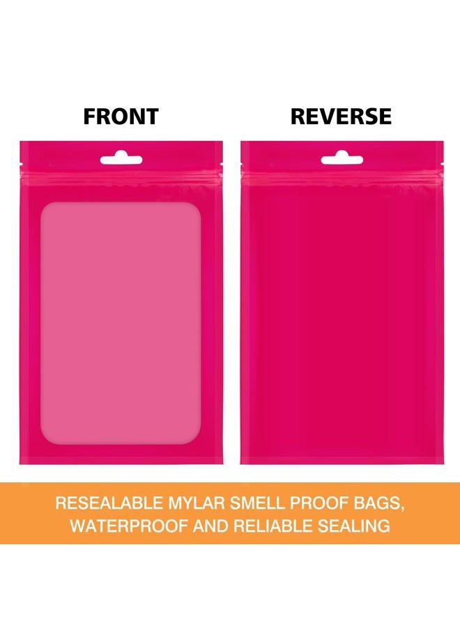 LODROC 100 Pieces Resealable Mylar Ziplock Bags with Clear Window - 3.5x4.7 Inches Smell Proof Bag Coffee Beans Packaging Pouch for Food Self Sealing Storage Supplies Jewelry Electronics Party, Pink - Image 5