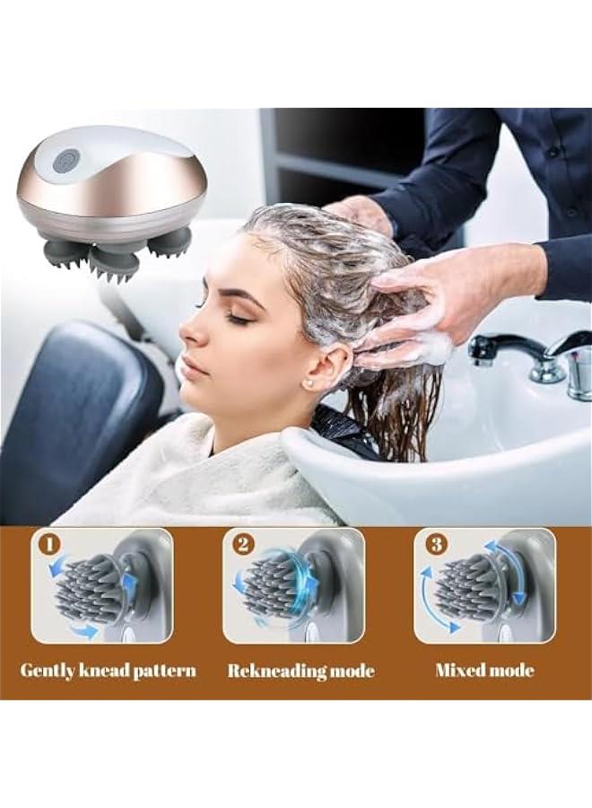 هوكور مدلك كهربائي لفروة الرأس، مدلك لاسلكي لفروة الرأس مع 3 أوضاع، مدلك محمول باليد مقاوم للماء وقابل لإعادة الشحن للتنظيف العميق وتخفيف التوتر ونمو الشعر، هدية للنساء والرجال - Image 4