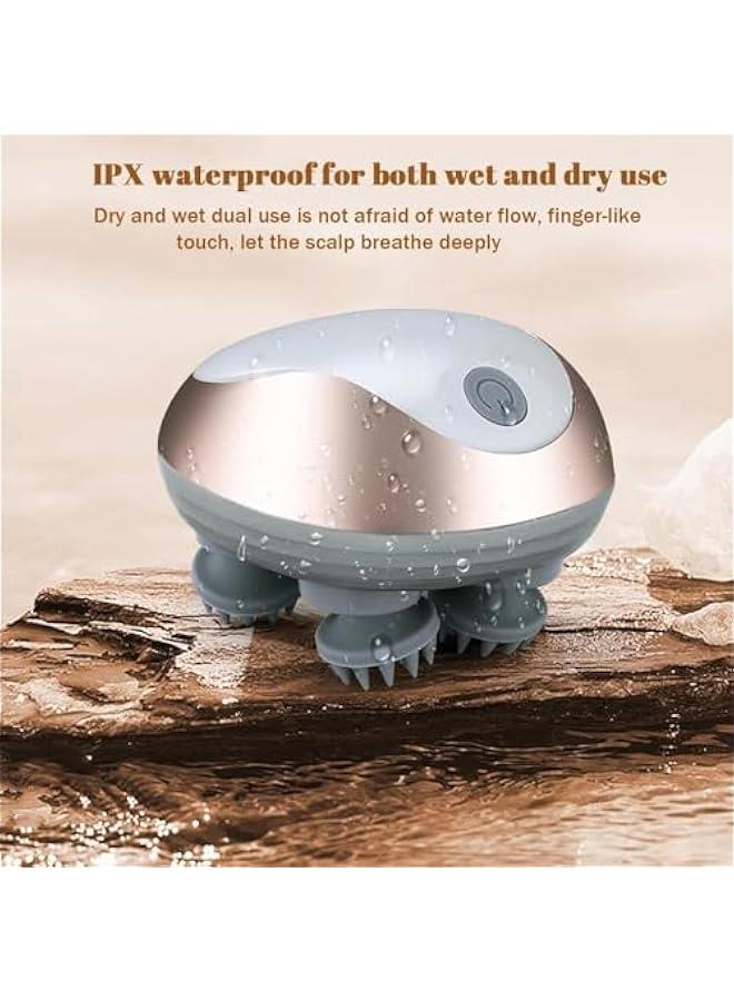 هوكور مدلك كهربائي لفروة الرأس، مدلك لاسلكي لفروة الرأس مع 3 أوضاع، مدلك محمول باليد مقاوم للماء وقابل لإعادة الشحن للتنظيف العميق وتخفيف التوتر ونمو الشعر، هدية للنساء والرجال - Image 5
