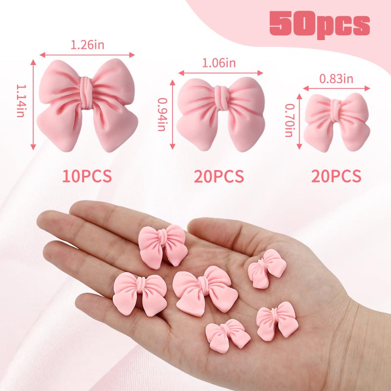 braxan 50 Pcs Pink Bow Cupcake Toppers, Bowknot Cake Dessert Picks, Birthday Decorations Drink Topper Bridal Engagement Wedding Baby Shower Princess Cupcake Toppers for Party Theme Decoration Supplies - Image 4