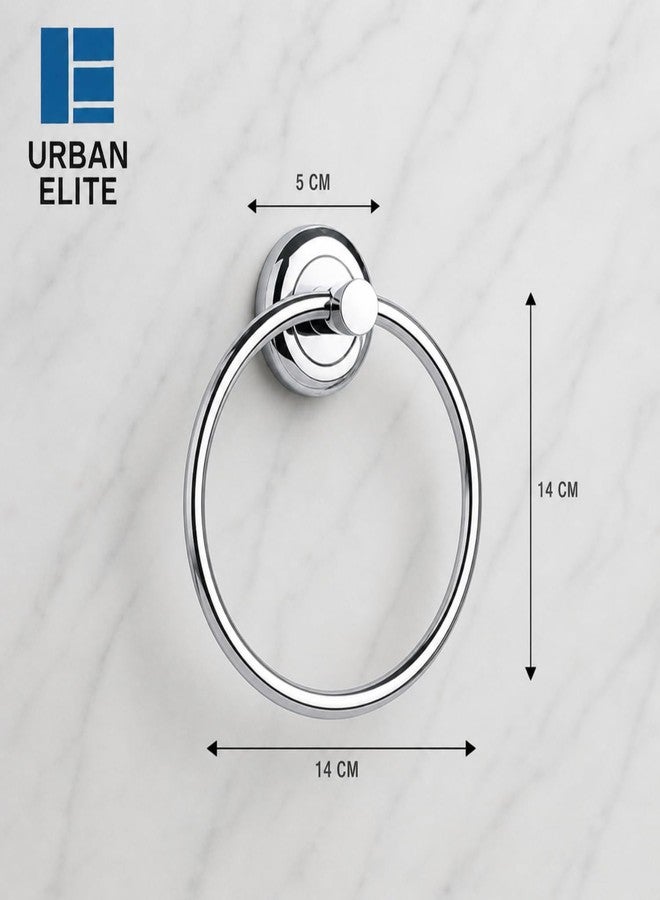 Urban Elite Premium Stainless Steel Towel Ring Holder for Bathroom – Modern Shape Wall Mount Hand Towel Ring, Polished Chrome Finish, Rustproof & Space-Saving Design, Heavy-Duty (Pack of 1) (Round) - Image 2