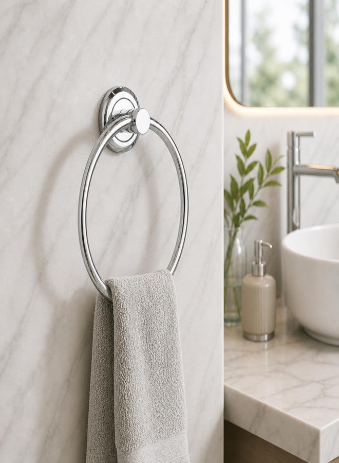 Urban Elite Premium Stainless Steel Towel Ring Holder for Bathroom – Modern Shape Wall Mount Hand Towel Ring, Polished Chrome Finish, Rustproof & Space-Saving Design, Heavy-Duty (Pack of 1) (Round) - Image 1