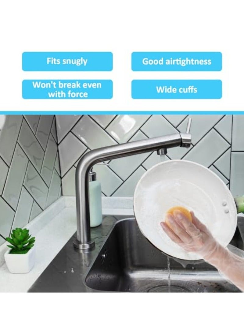 قفازات طويلة للاستعمال مرة واحدة 58  سم -30  قطعة من قفازات سي بي اي المقاومة للماء، قفازات تنظيف للمطبخ وغسل الاطباق والطعام وغسل الخضروات (شفاف） - Image 3