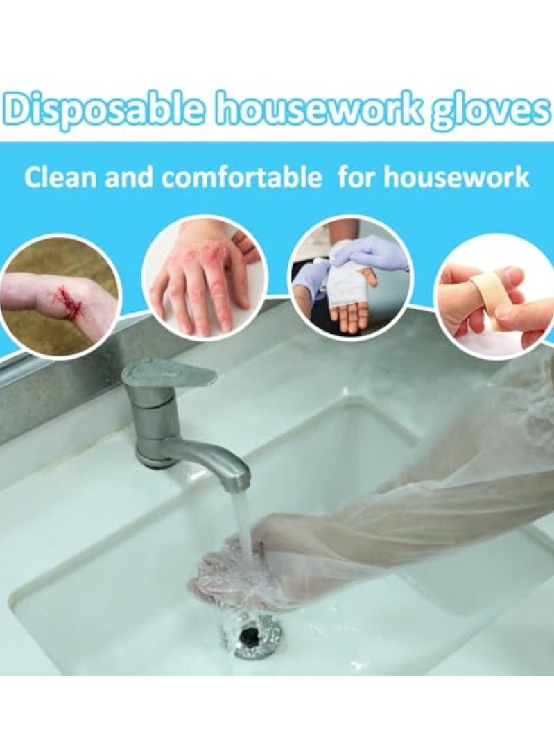 قفازات طويلة للاستعمال مرة واحدة 58  سم -30  قطعة من قفازات سي بي اي المقاومة للماء، قفازات تنظيف للمطبخ وغسل الاطباق والطعام وغسل الخضروات (شفاف） - Image 4
