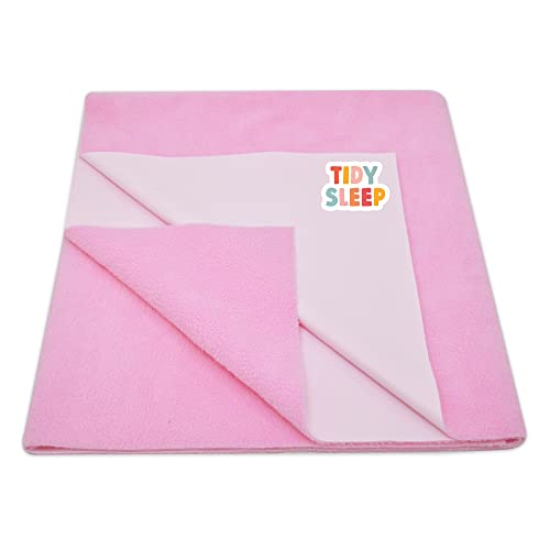 Tidy Sleep Instadry Anti-Piling Fleece Extra Absorbent Quick Dry Sheet for New Born Babies, Cotton Bed Protector Mattress Pack of 1 Baby Pink Small (70x50) cm - Image 1