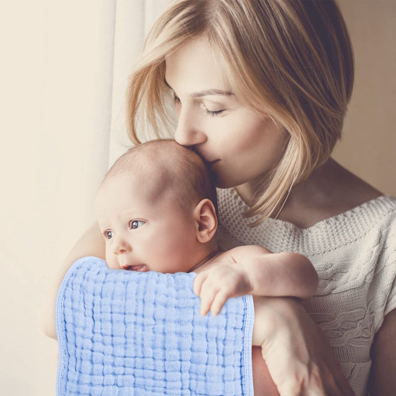 Looxii Muslin Burp Cloths 100% Cotton Muslin Cloths Large 20''x10'' Extra Soft and Absorbent 6 Pack Baby Burping Cloth for Boys and Girls (Blue) - Image 2
