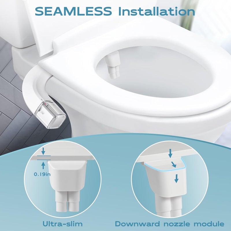 Shineforu Ultra-Slim Bidet Dual Mode Bidet Attachment for Toilet, Bidet Toilet Seat Attachment with Pressure Controls(Feminine/Posterior Wash),Easy to install Design Non-Electric Bidet - Image 4