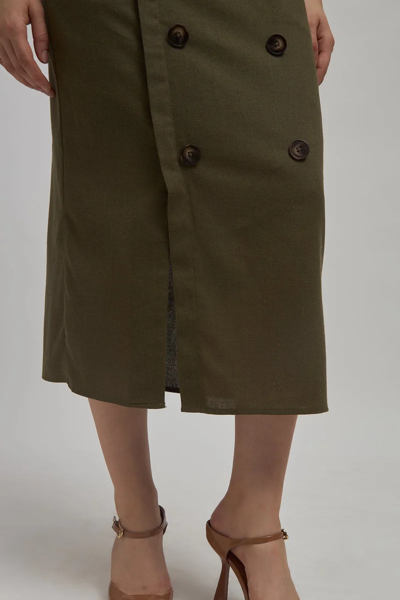 Virgio Virgio Saige Button Detail Midi Skirt