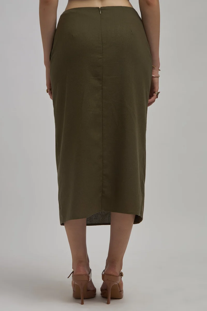 Virgio Virgio Saige Button Detail Midi Skirt