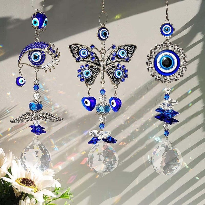 MENGSOOD Blue Evil Eye Car Hanging Ornament for Rear View Mirror Evil Eye Decor Protection and Good Luck Charm Window Hanging Sun Catcher Decor Car Amulet Ornament for Protection & Blessing (Blue Eye) - Image 5