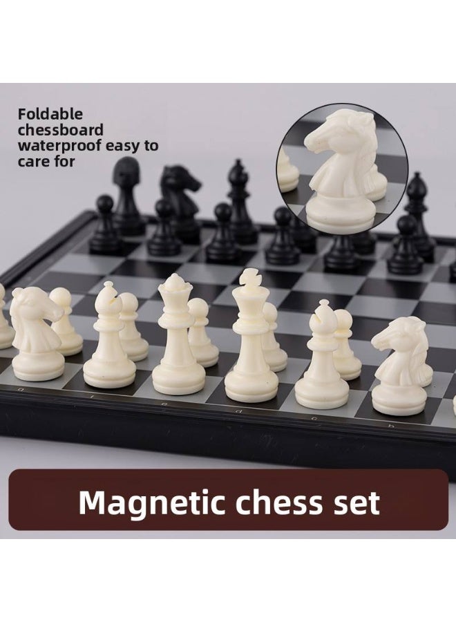 Capstro Magnetic Foldable Chess Set – Portable Travel 24×24 cm Chess Board Game with 32 Magnetic Chess Pieces, Built-In Storage & Educational Strategy Game for Kids – Black White - Image 4