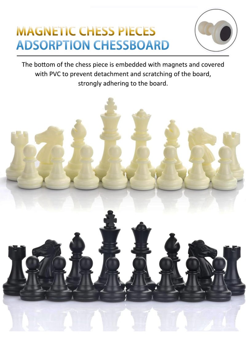 Capstro Magnetic Foldable Chess Set – Portable Travel 24×24 cm Chess Board Game with 32 Magnetic Chess Pieces, Built-In Storage & Educational Strategy Game for Kids – Black White - Image 5