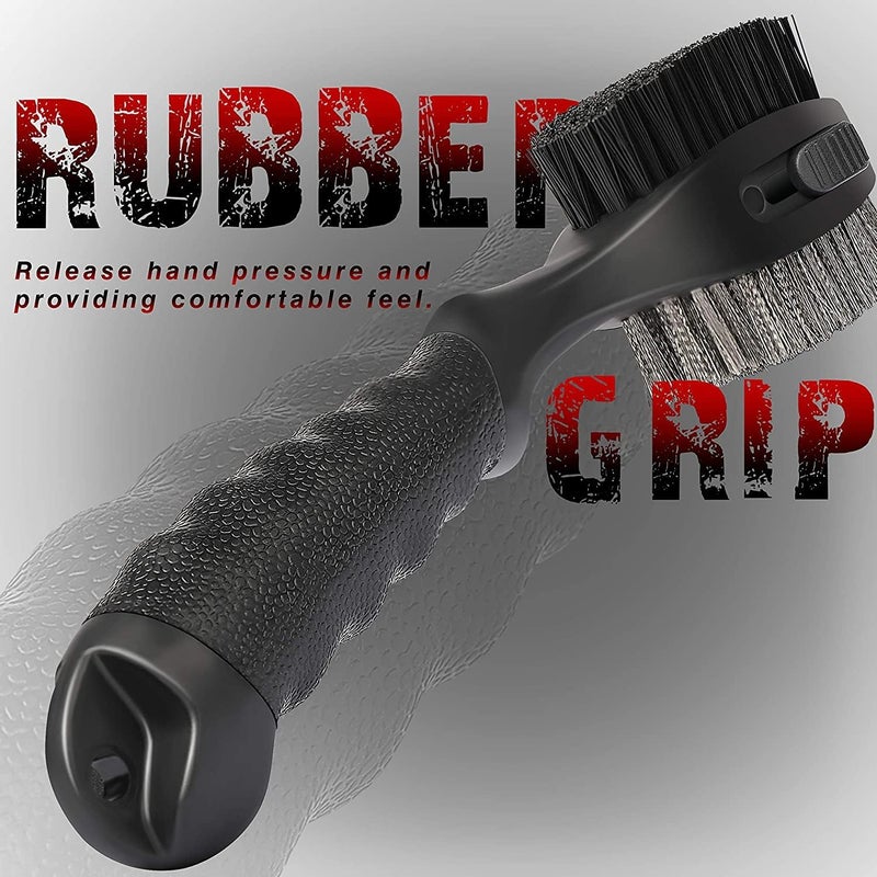 Champkey PRO Retractable Golf Club Brush - Oversized Brush Head with Soft Rubber Hand Grip & Retractable Groove Cleaner Golf Brush(Black(2 Pcs)) - Image 5