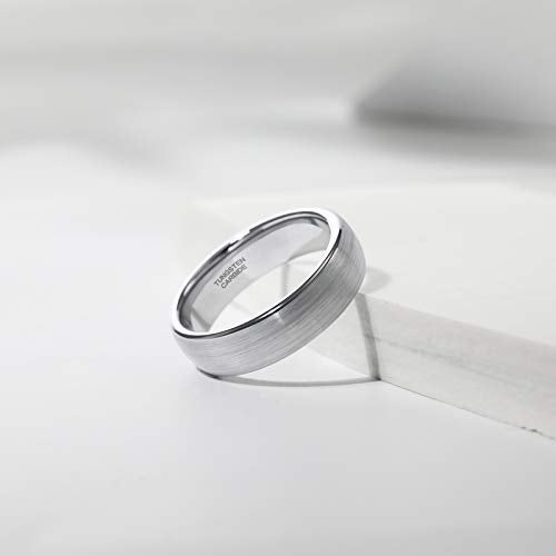 TRUMIUM 6mm Mens Womens Tungsten Ring Brushed Matte Dome Silver Wedding Band Comfort Fit Size 9 - Image 3