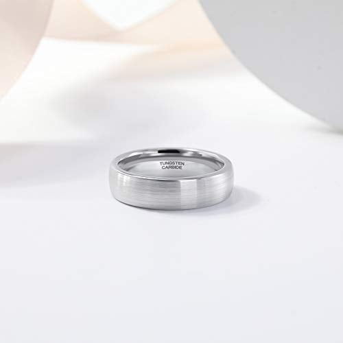TRUMIUM 6mm Mens Womens Tungsten Ring Brushed Matte Dome Silver Wedding Band Comfort Fit Size 9 - Image 4