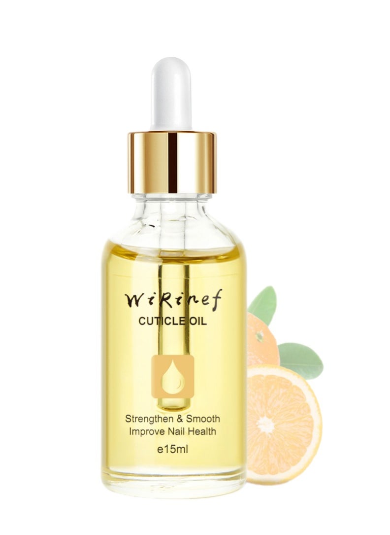 WiRinef - Nail Cuticle Oil,15ml Organic Vitamin E & B, Jojoba Oil for Nails, Moisturizing & Repairing Dry Rough Cuticles, Nail Care with Dropper Design, Orange-Scented Formula for Dry Rough Nail Care Repair - Image 1