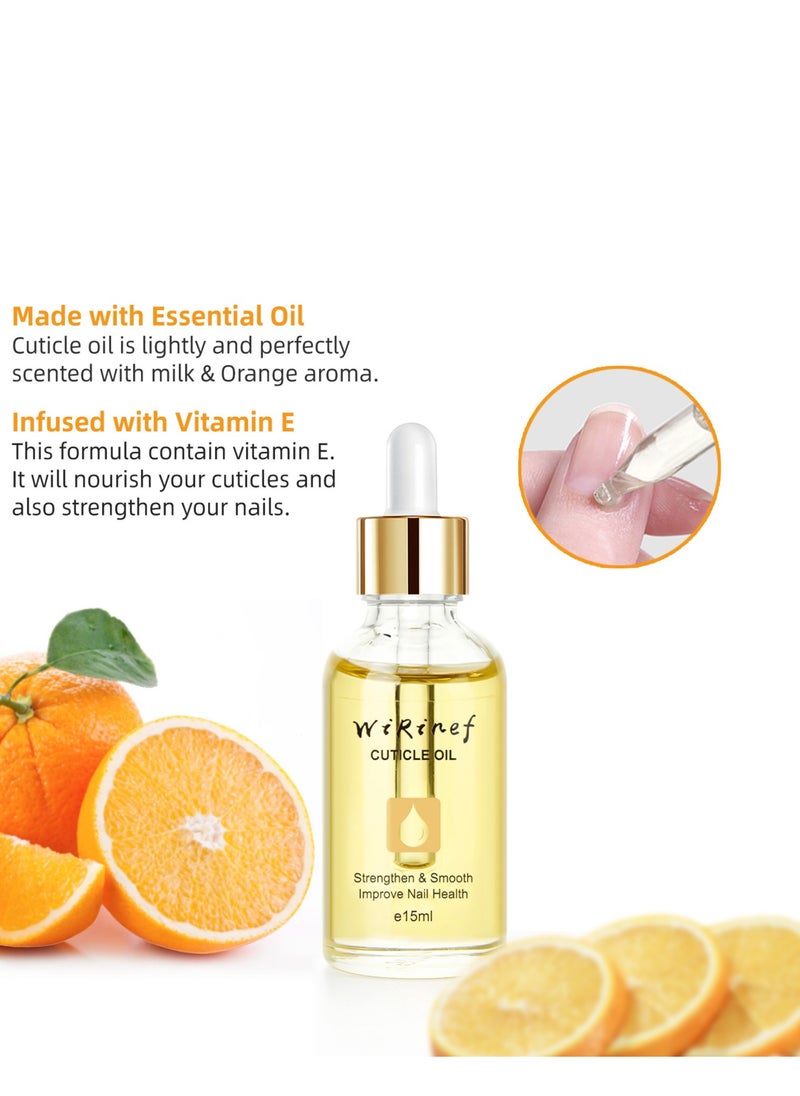 WiRinef - Nail Cuticle Oil,15ml Organic Vitamin E & B, Jojoba Oil for Nails, Moisturizing & Repairing Dry Rough Cuticles, Nail Care with Dropper Design, Orange-Scented Formula for Dry Rough Nail Care Repair - Image 1