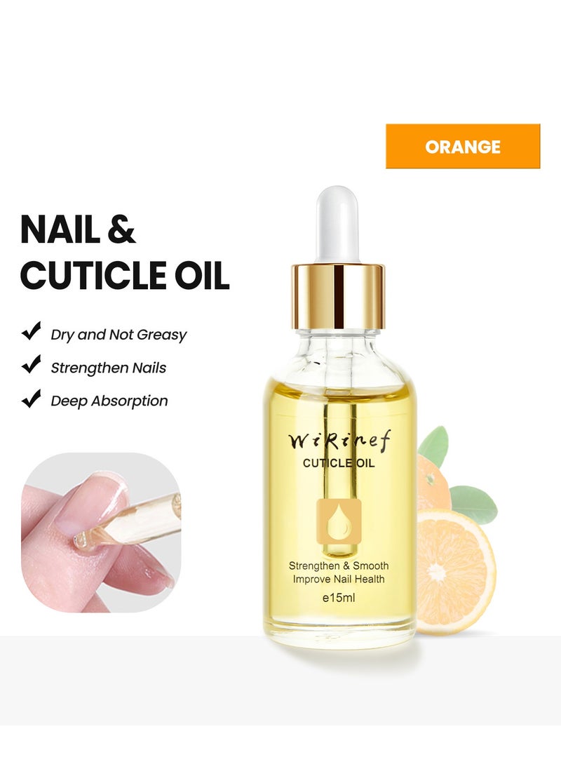 WiRinef - Nail Cuticle Oil,15ml Organic Vitamin E & B, Jojoba Oil for Nails, Moisturizing & Repairing Dry Rough Cuticles, Nail Care with Dropper Design, Orange-Scented Formula for Dry Rough Nail Care Repair - Image 1