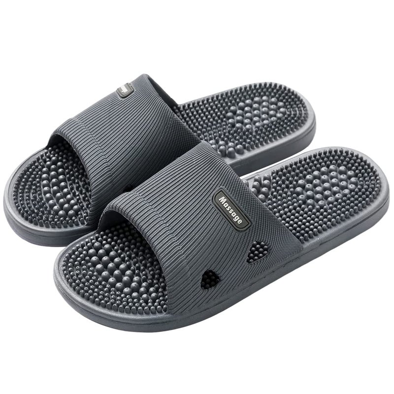 Acupressure Massage Slippers for Plantar Fasciitis for Women Acupuncture Slippers Arthritis Neuropathy Pain Relief NonSlip Massage Sandals Women Stress Relief Gifts for Bath Men 8595 Dark Gray