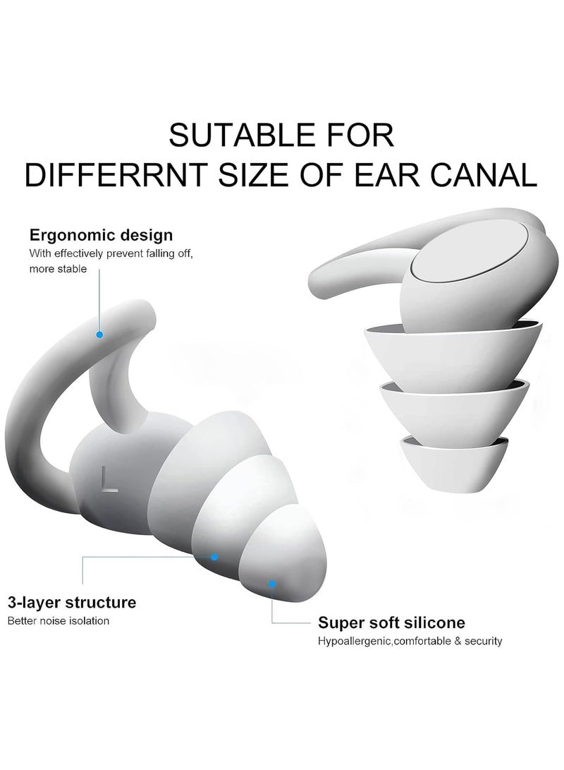 imebobo Noise Reduction Ear Plugs, NRR 40dB Ultra Comfortable Silicone Reusable Ear Plugs for Sleeping, Snoring Swimming, Studying, Concerts, Noise Cancelling and Hearing Protection Grey  - Image 2