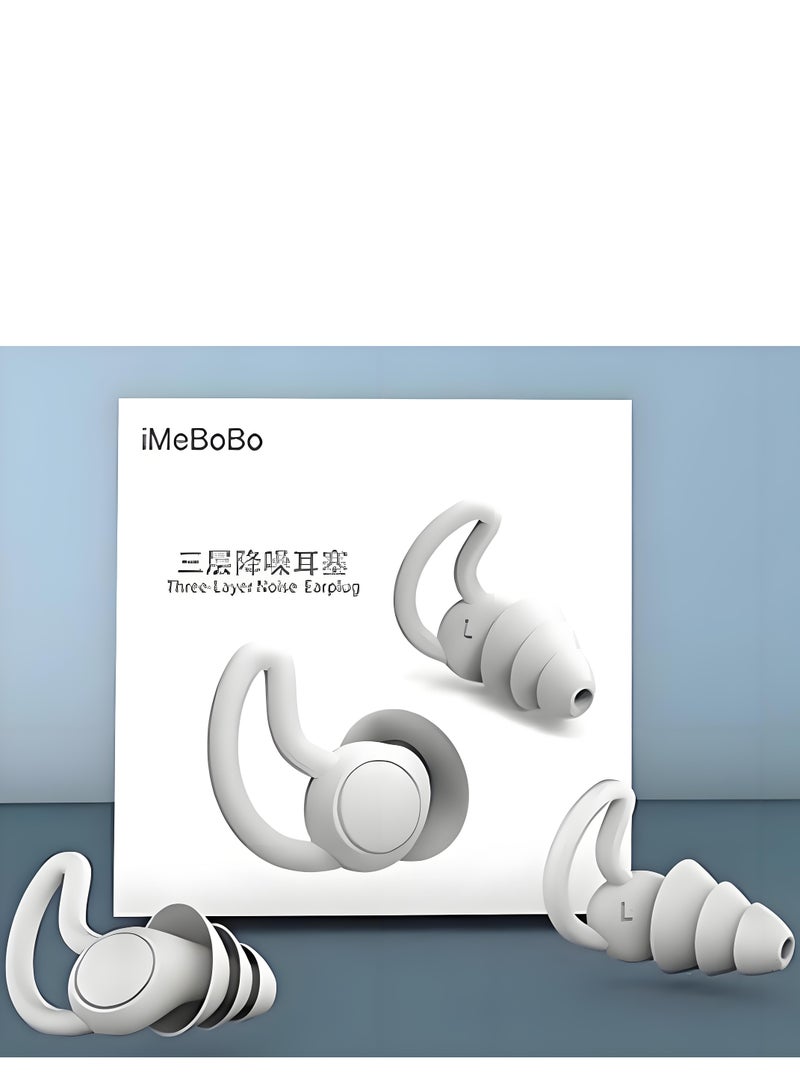 imebobo Noise Reduction Ear Plugs, NRR 40dB Ultra Comfortable Silicone Reusable Ear Plugs for Sleeping, Snoring Swimming, Studying, Concerts, Noise Cancelling and Hearing Protection Grey  - Image 1