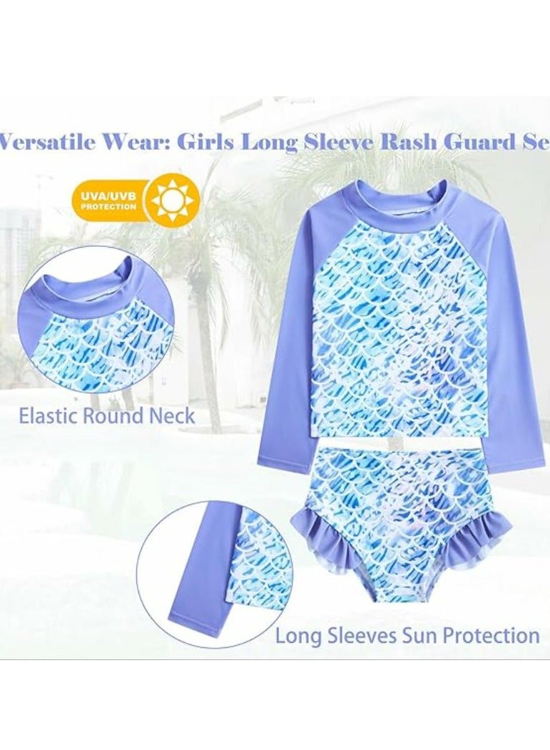 CALL PLAY Girls Swimsuit 3 Pieces Long Sleeve Rash Guard Set Tankini Bathing Suits Summer Kids Swimwear 3-10 Years - Image 2