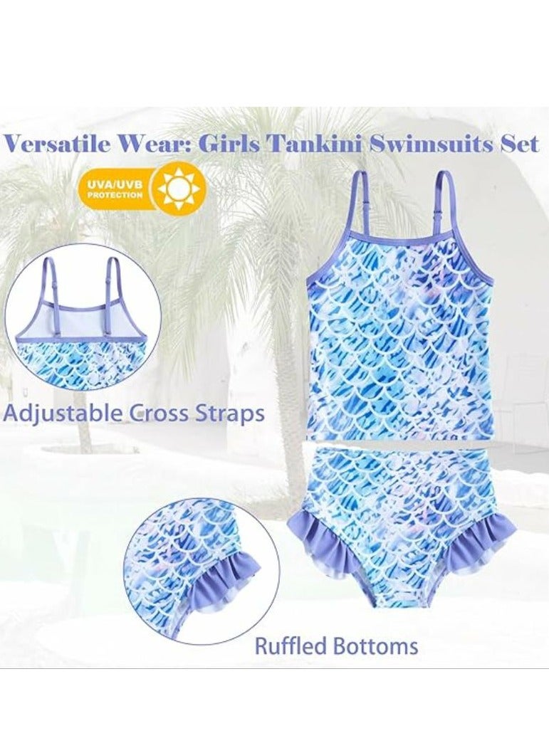 CALL PLAY Girls Swimsuit 3 Pieces Long Sleeve Rash Guard Set Tankini Bathing Suits Summer Kids Swimwear 3-10 Years - Image 3