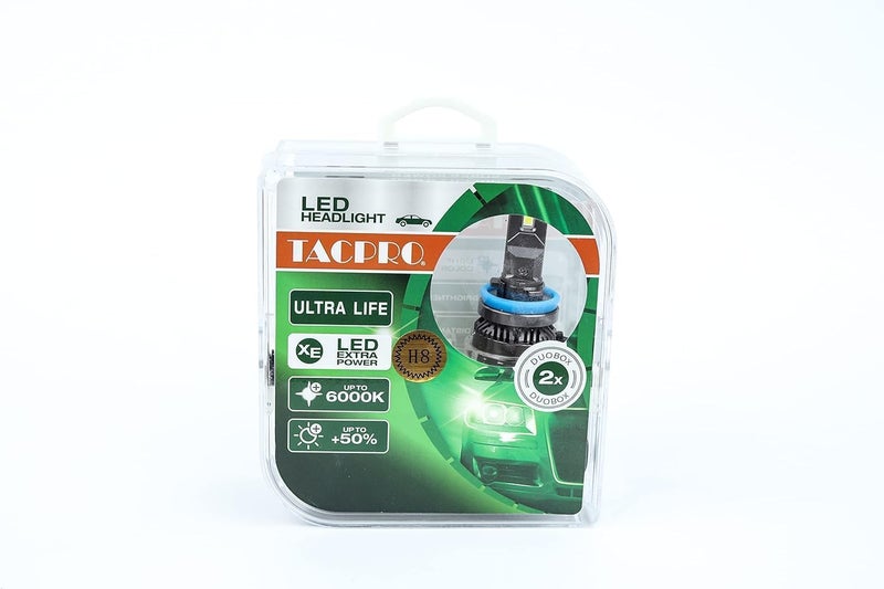 تاكبرو طقم مصابيح أمامية LED TAC PRO للسيارة H8/H11 سطوع 50% 6000 كلفن 650 واط - Image 2
