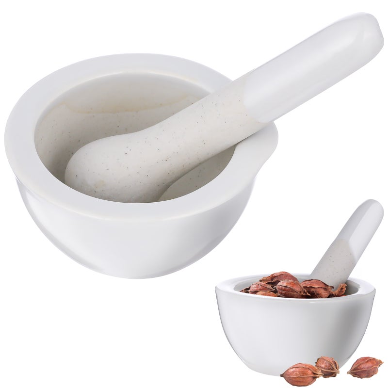 2 Sets and Pestle Kit Porcelain Grinding Bowl Pounding Stick - Image 1