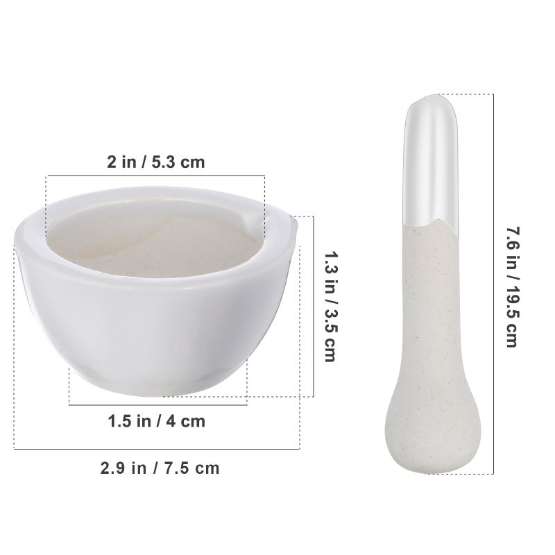 2 Sets and Pestle Kit Porcelain Grinding Bowl Pounding Stick - Image 5